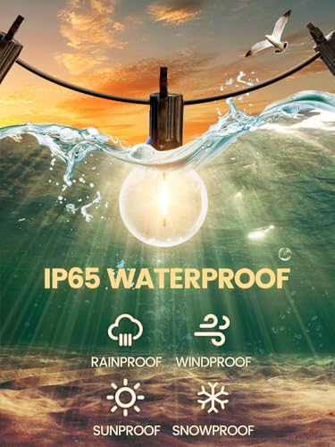50FT LED Outdoor Patio String Lights with Remote - Dimmable, Waterproof G40 Globe Bulbs for Christmas and Outdoor Decor - SOLROS