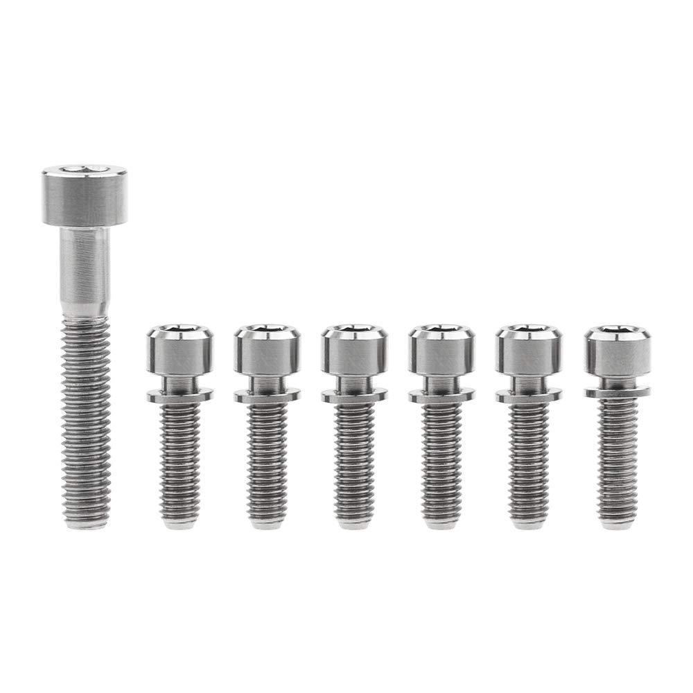 Yaruijia Titanium Bolt M6x35mm+M5x16 18 20mm Allen Head Screws with Washer Bicycle Stem Bolt Set for MTB BMX Road Bike Stem (Titanium, M5x16mm+M6x35mm)