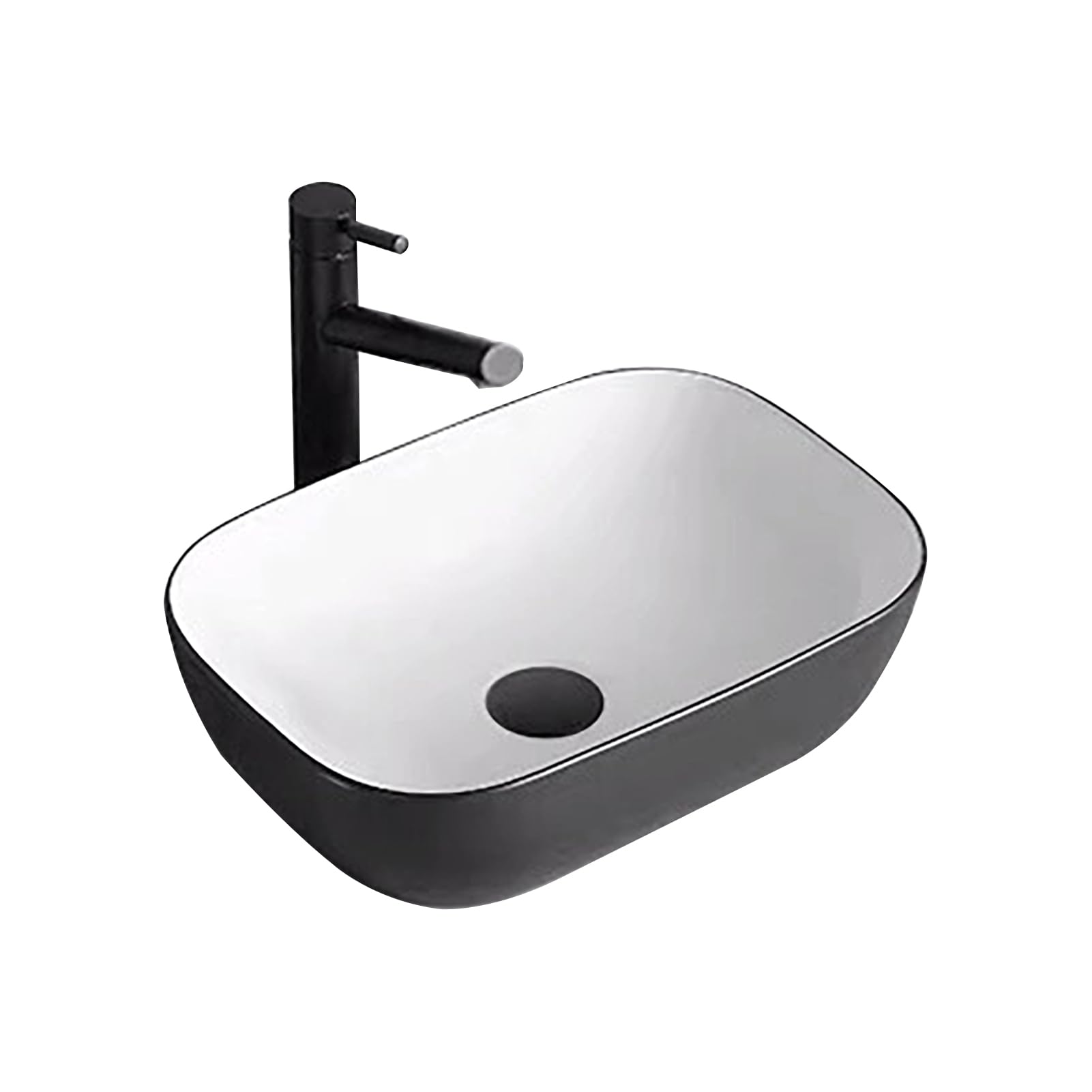 ASerZenith Bathroom Vessel Sink Vanity, Modern Above Counter Sink Bowl With Pull-Down Faucet, Wash Sinks Basin Ceramic Easy To Install, For Cabinet Lavatory Vanity Cloakroom(E)