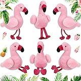 Skylety 6 Pieces Mini Flamingo Stuffed Animal Plush Toys 5 Inch Flamingo Party Favors Valentine Day Gift Hanging Ornaments Keychain Decorations for Women Birthday(Rose Red)