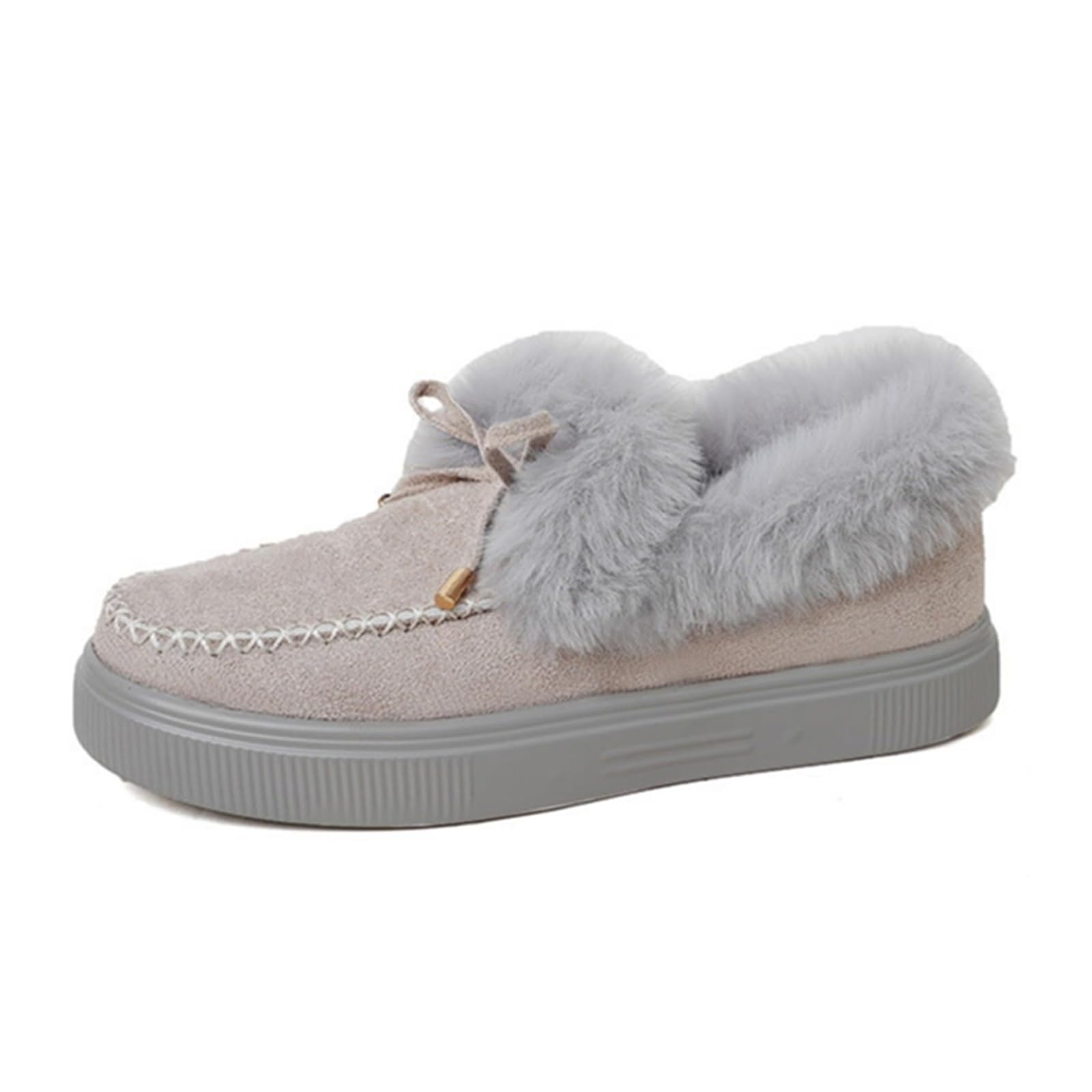Winter Snow Ankle Boots for Women Fashion Casual Warm Cotton Fur Lined Slip On Loafers Comfortable Suede Non
