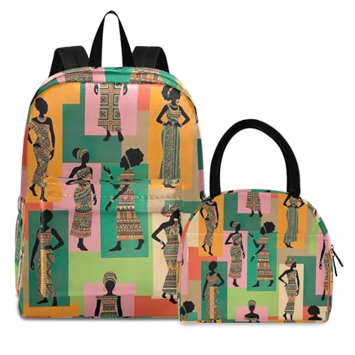 Sac à dos rétro coloré pour femme vintage et spacieux avec sa pochette repas