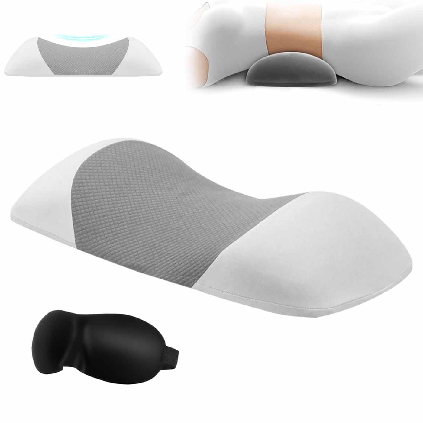Alignex Pro Sciatica Pillow,Lumbar Support Pillow for Bed,Waist Back Support for Side Back & Stomach Sleepers,Memory Foam Backs Bolster Cushion,Office,Car Seat,Sofa,Recliner and Sleep (Gray)