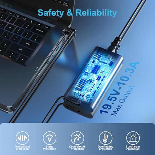 Image of 200W Laptop Charger Compatible with HP Omen Victus Gaming ZBook | AC Adapter for Omen Gaming 15 17, Pavilion 15 17, Victus Gaming 15 16, ZBook 17 G5 4.5x3.0mm Round Tip Power Supply