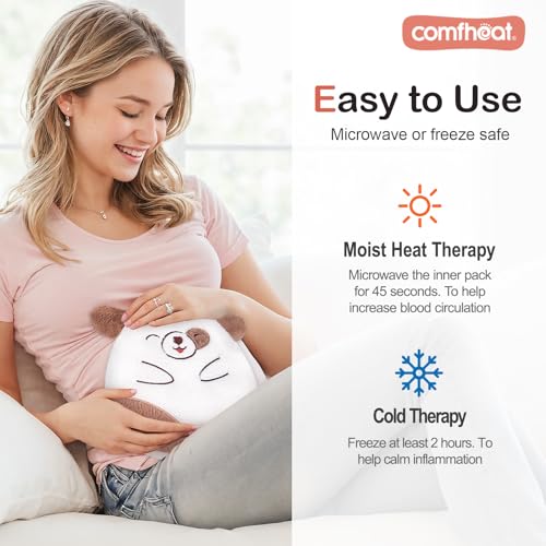 comfheat Hund Mikrowelle Heizkissen für Schmerzlinderung, Unsparfümierte Mikrowellenheizkissen Gefülltes Tier für Krämpfe, Muskeln, natürliche Hitze Pack feuchte Hitze mit waschbarer Abdeckung