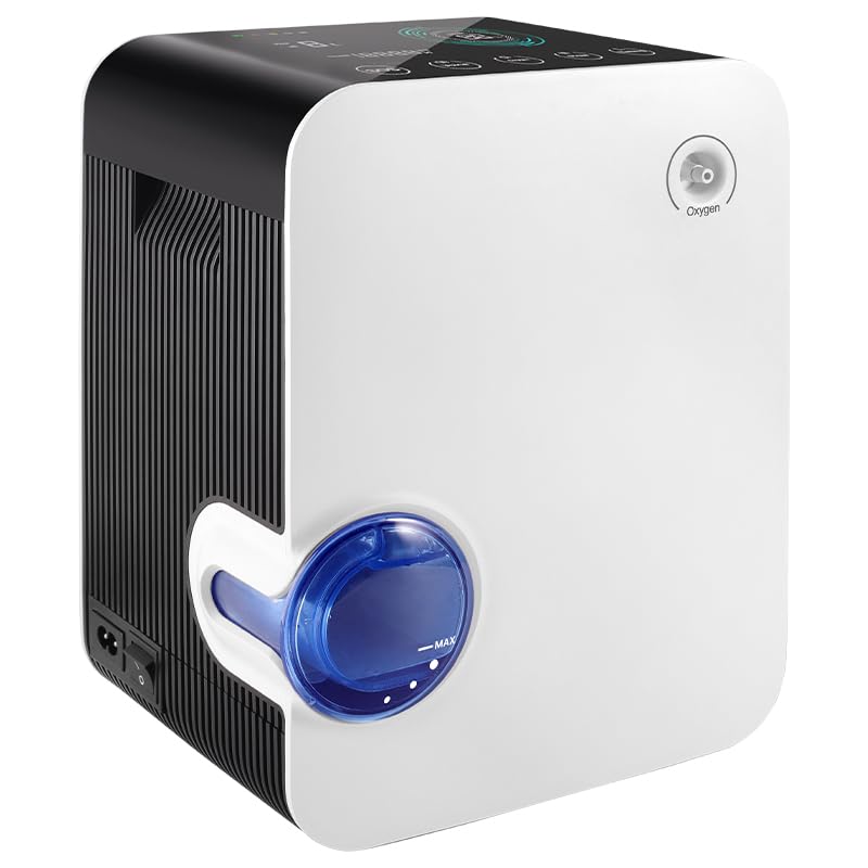 Sauerstoffkonzentrator, Sauerstoffgerät für Zuhause, Hohe Konzentration Sauerstoffgerät 2-9 L/min 96%,24-Stunden-Zyklusarbeit Sauerstoffdurchfluss Einstellbare Sauerstoffmaschine(Anleitung in Deutsch)