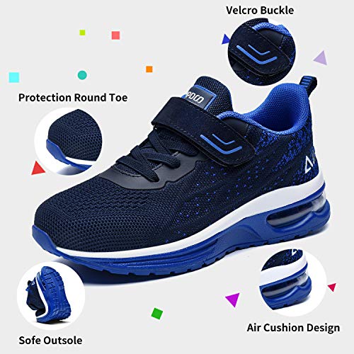 MEHOTO Kids Air Running Shoes, Boys Girls Tennis Walking Jogging Athletic Sport Lightweight Breathable Sneakers Blue - Thumbnail 2