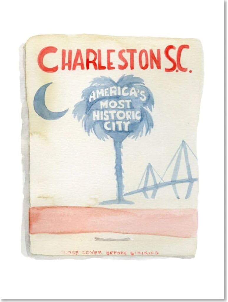 FURBISH Travel Wall Art Print - Cape Cod Matchbook - Aesthetic Wall Decor, Modern Wall Art, Preppy Room Decor for Living Room, Bedroom - Massachusetts Poster(5X7, Unframed)