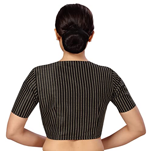 Image of Studio Shringaar Womens Polyester Short Sleeves Handloom Silk Saree Blouse