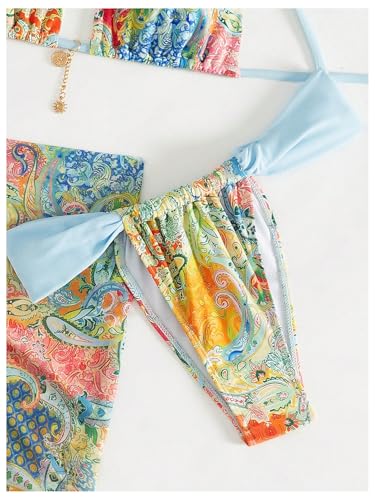 MakeMeChic Women's Halter Triangle Bikini Sets Leopard 3 Piece Swimsuit Bathing Suit Cover Up Skirt4