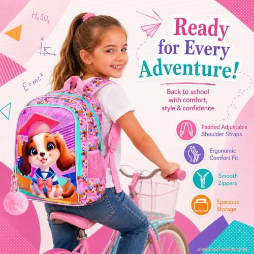 Image of AGSDON 3PCS Backpacks for Girls, 16 inch Elementary Kids Backpack Preschool School Bookbags and Lunch Box