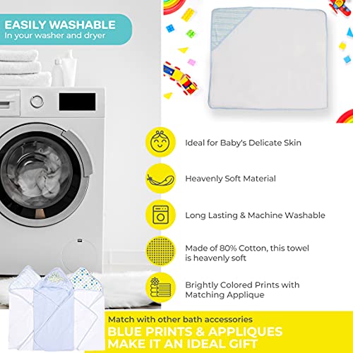 Image of Spasilk 3-Piece Hooded Towel Set for Newborn Boys and Girls, Soft Terry Baby Towels, Baby Essentials, Blue Dino