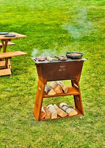 Support à Barbecue-Plancha Urban meuble bas en Corten pour optimiser l'espace