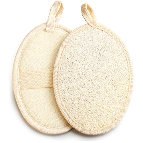 Exfoliating Loofah Pad - 2pack 100% Natural Loofah Sponge Scrubber Brush Close Skin for Men and Women - GAINWELL