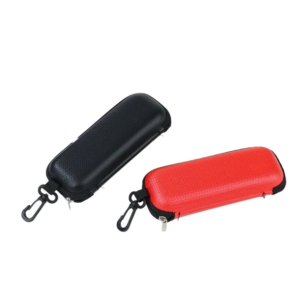 Viewring - Funda rígida portátil para gafas para mujeres y hombres, caja roja con cordón protector de cremallera
