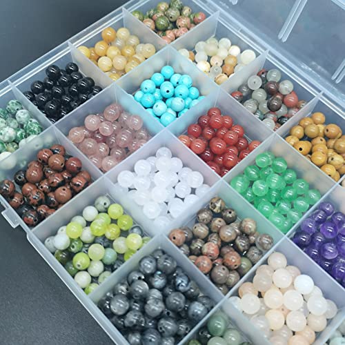 Maonewque 720pcs 6mm Natural Round Stone Beads Gemstone Beading Hole Size 1mm Crystal Energy Stone Healing for Bracelet Necklace Earrings Jewelry Making(24 Colors-4,6mm) by Maonewque - Used condition - Image 5