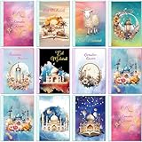 ceiba tree 20Pcs Eid Mubarak Greeting Cards with Envelopes Gold Foil EID Religious Cards Party Favors