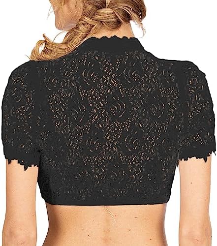 Dirndlbluse Mit Flügelärmeln - Weiß/Schwarz Mit Spitze Für Oktoberfest & Tracht