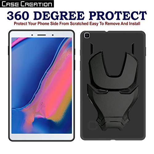 Image of COVERLY Official 3D Touch Feel Trending Avenger Logo Mask Soft Rugged Grip Iron Man Super Power Cartoon Movie Silicone Matte Back Cover for Samsung Galaxy Tab A 8.0 (2019) SM-T295 - HD Black Avenger