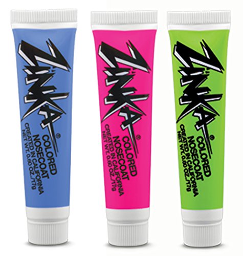 Zinka Colored Sunblock Zinc Waterproof Nosecoat 3 Pack Bundle 0.6 Ounce Tube