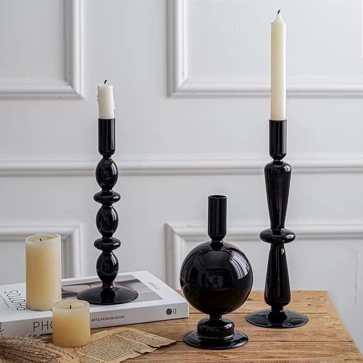 Candle Stick Candle Holder, Glass Candle Holders for Table Centerpiece, Modern Style Black Candle Holder Mixed 4pcs - Image 6