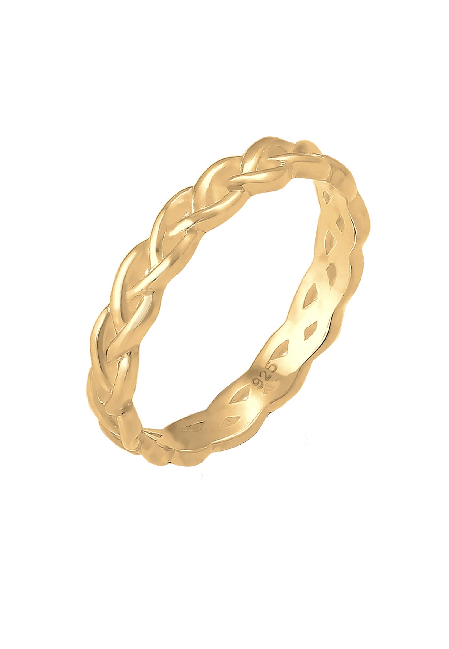 Elli Women's 925 Twisted Node Stacked Anniversary Ring, Gold, Size O (56 mm)