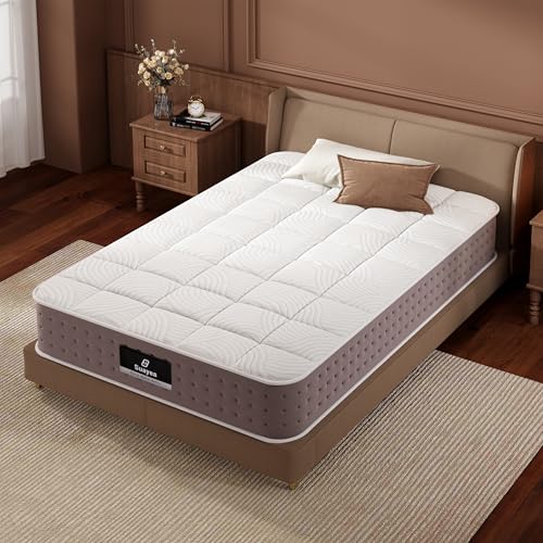 Image of Twin Mattress, 8 Inch Hybrid Twin Size Mattress in a Box, Cooling Gel Memory Foam Mattresses with Individual Pocket Springs, Pressure Relief, Medium Firm Feel, Motion Isolation, Fiberglass-Free