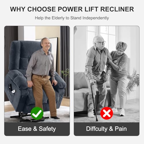 Image of BOSMILLER Power Lift Recliner Chair with Massage and Heat for Elderly,Electric Recliner Single Sofa with Footrest,Side Pocket and USB Charge Port for Living Room