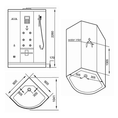 EAGO Dampfdusche DZ965F8 schwarz/ 90×90-7