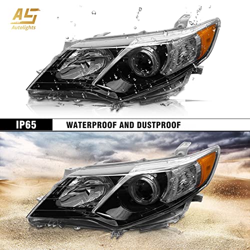 AS Headlights Assembly Replacement for 2012 2013 2014 Toyota Camry L/Se/Le/Xle/Hybrid Black Housing Amber Reflector Clear Lens Driver and Passenger Side - Image 5