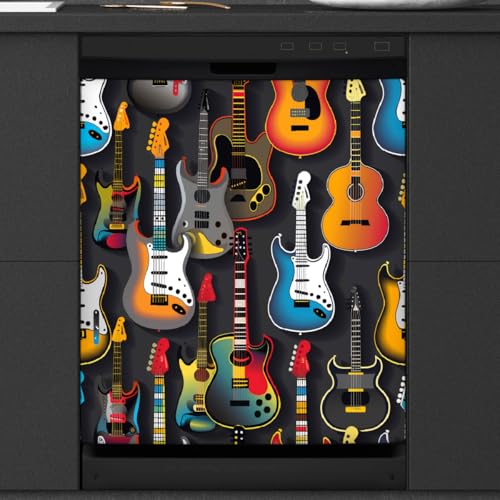 Funda magnética para lavavajillas panel decorativo de guitarra Mexpekil de lujo