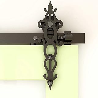 CCJH 6FT Sliding Barn Door Hardware Kit, Heavy Duty, Smoothly and Silently, Easy to Install, Fit 36" Width Single Door Panel, Flower Style Black