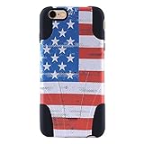 AMZER Kickstand Case for iPhone 6 Plus, 6s Plus - Retail Packaging - USA American Flag Grunge Stars Strips