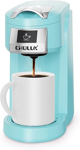 CHULUX Cafetera clásica de una sola porción para taza K, cafetera fácil de un botón para oficina, RV, viajes y dormitorio, aguamarina
