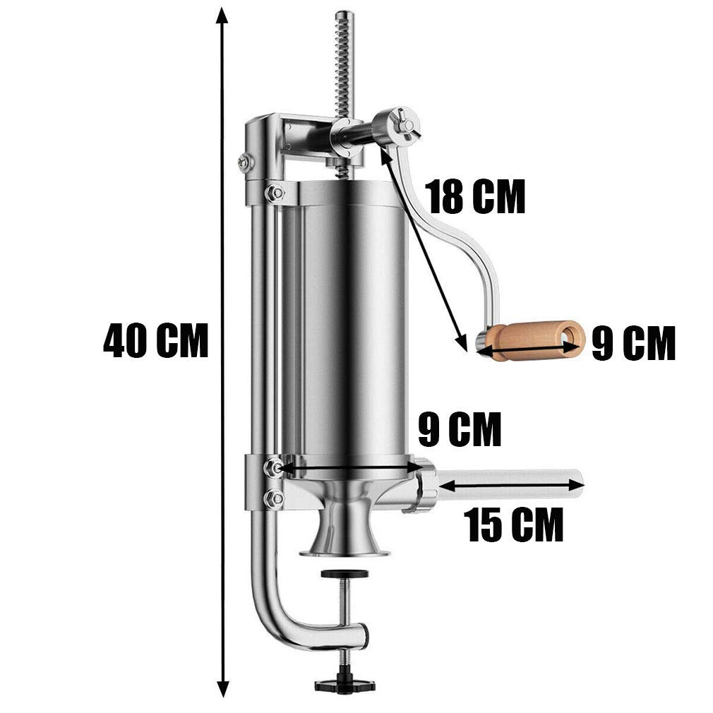 Riempitrice per salsicce, riempitrice verticale manuale con 4 ugelli e base di aspirazione, capacità 1,1 kg, per uso domestico e commerciale