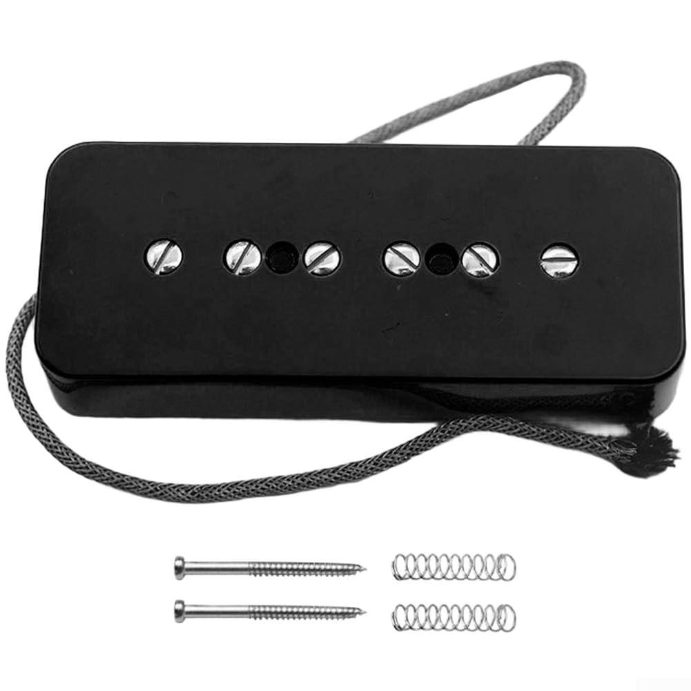 Alnico 2 P90 przetwornik do gitary elektrycznej, mostek, szyja, czarny, biały, ciepłe odcienie (czarny kołnierz gitarowy)