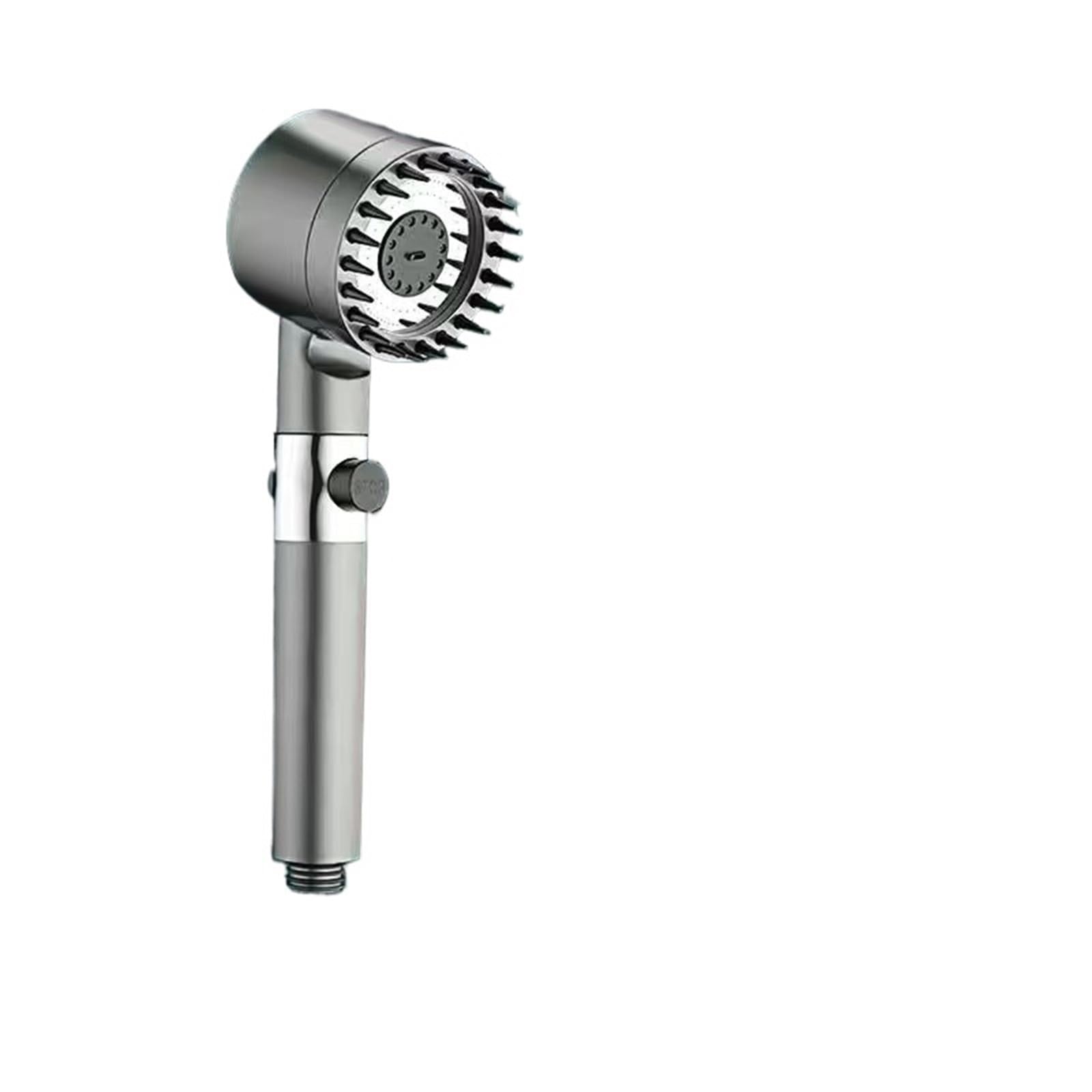 Mdsrfgn Grey Shower Head Shower Head High Pressurized Filter 3-Mode Adjustable Spray With Massage Brush Rain Faucet Set Bathroom Accessory(Grey)