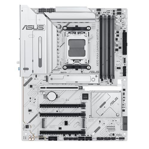 ASUS X870 MAX GAMING WIFI7 W, Scheda Madre AMD ATX, 12+2+1 Stadi di Alimentazione, Slot DDR5, Tre Slot M.2, PCIe 5.0, WiFi 7 con Q-Antenna, Ethernet Realtek 2,5Gb, HDMI, USB4 con USB-C, Aura Sync