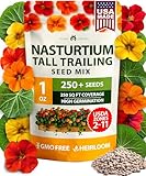 HOME GROWN Nasturtium Seeds Dwarf Tall Trailing Mix – 250+ 𝗡𝗢𝗡-𝗚𝗠𝗢 Edible Flower Seeds for Planting Outdoors – Fast Germination, Low-Maintenance Climbing & Trailing Nasturtium (Tropaeolum majus)
