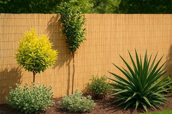 Lot de 4 canisse en bambou, clôture de jardin, couverture de protection contre le vent et le soleil - Profondeur 150 x Longueur 500 cm