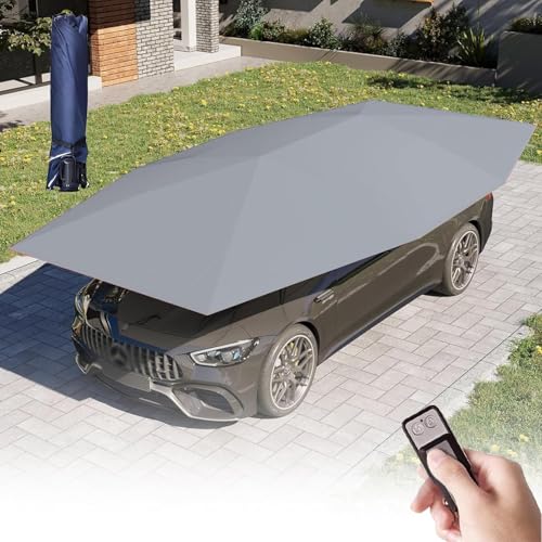 Parasol para coche, cubierta automática para tienda de campaña de coche, cochera plegable móvil con control remoto para la mayoría de vehículos, toldo versátil para techo de coche, 4,6 m