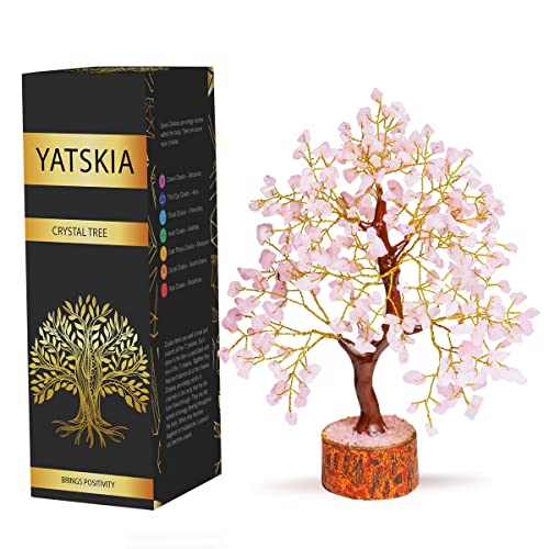 Rose Quartz Tree, Rose Quarts Tree - Crystal Decor - Quartz Money Tree, Original Feng Shui Tree - Crystals Decor - Home Decorations for Living Room - Tree of Life Decor