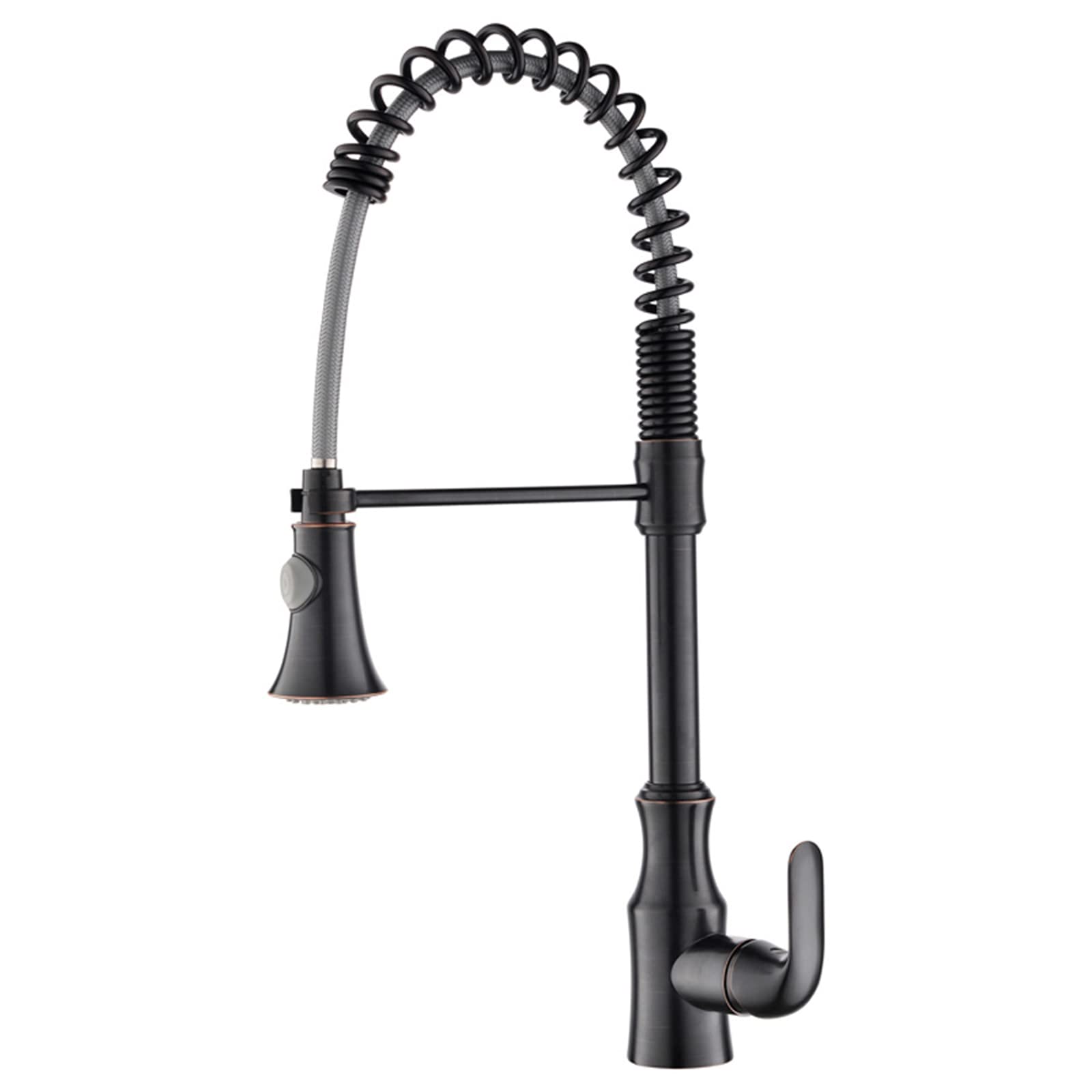 ZQFHSX Kitchen Faucet,Pull Down Sink Faucet with Sprayer, Brass Single Handle Lever Spring Faucets,High Arc Contemporary RV Faucets,Brushed(Nero)