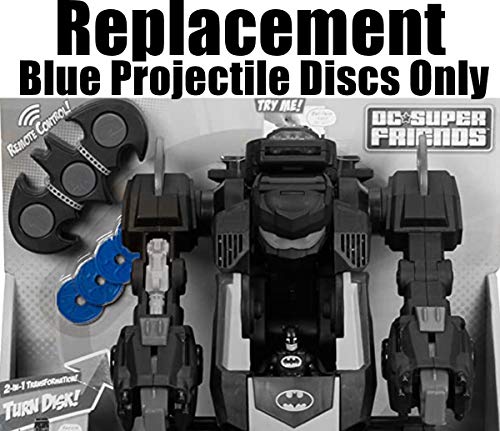 Imaginext Replacement Parts Superhero Toys Series Dc Super Friends Rc Transforming Batbot | Bft56 ~ Replacement Parts Bag - Contents: 4 Blue Projectile Discs #TOP1