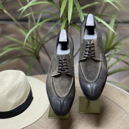 Men's Dress Shoes Genuine Leather Business Brogue Handmade Formal Oxfords Shoes Office Working Derby Shoes3