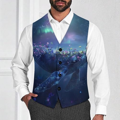 Whale Men's Suit Vests Business Formal Dress V-Neck Waistcoat Tops with 2 Pockets2