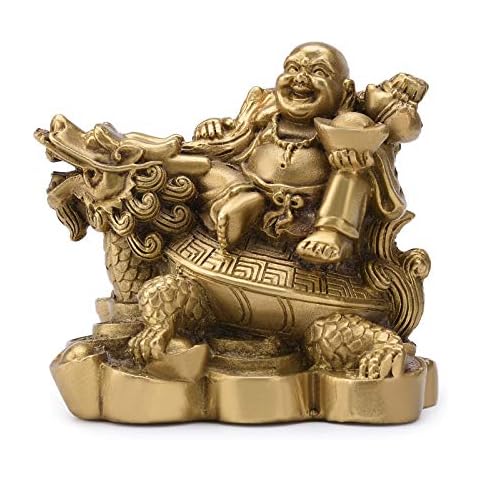 3.3”(H) Ruyi Laughing Buddha and Turtle-Wealth Good Fortune Health Buddha Statue for Home Office Decor TQZDPT72 Cover