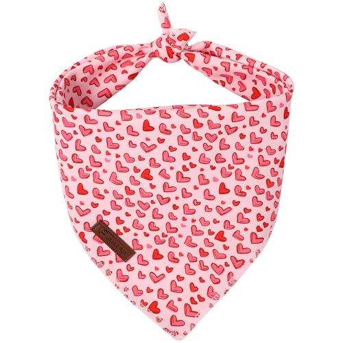 Image of Valentine's Dog Bandana, UP URARA PUP Soft Cotton Adjustable Pet Scarf for Small, Medium, and Large Dogs, Cute and Comfortable Dog Accessory,L