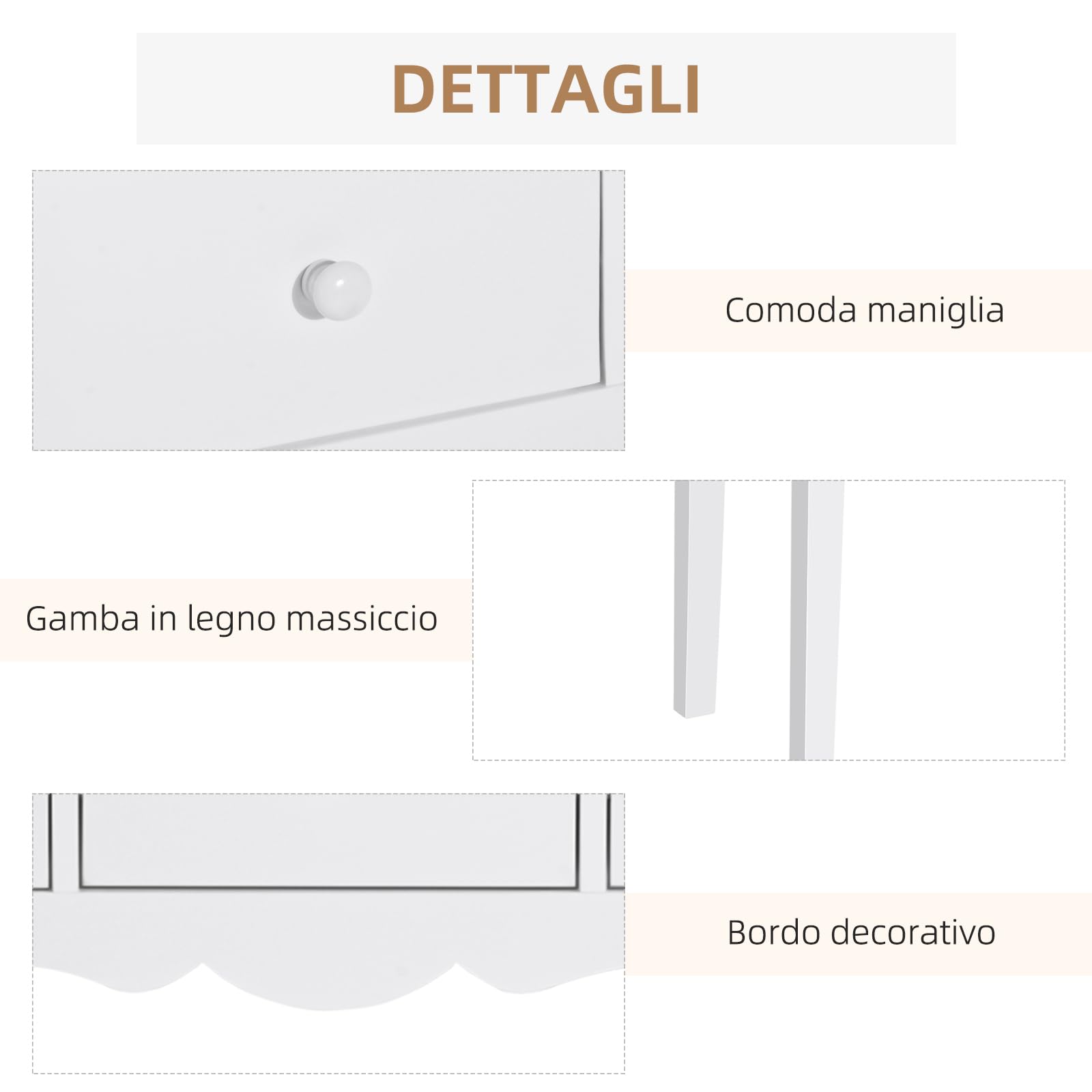 HOMCOM Tavolo Consolle Moderno con 3 Cassetti, Consolle da Ingresso in MDF, per Corridoio, Soggiorno, 100x32x85 cm, Bianco