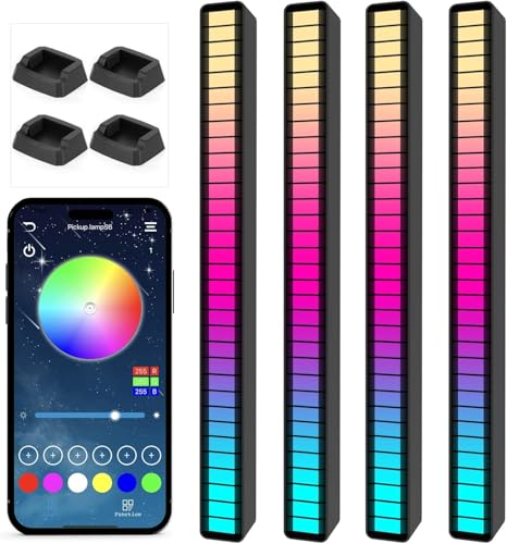 Image of Sound Reactive LED Rhythm Light Bar with Music Sync, RGB Acrylic Ambient Light, Beat Synchronized Visualizer for Gaming Setup, Party, Home & Studio Decor (Black)